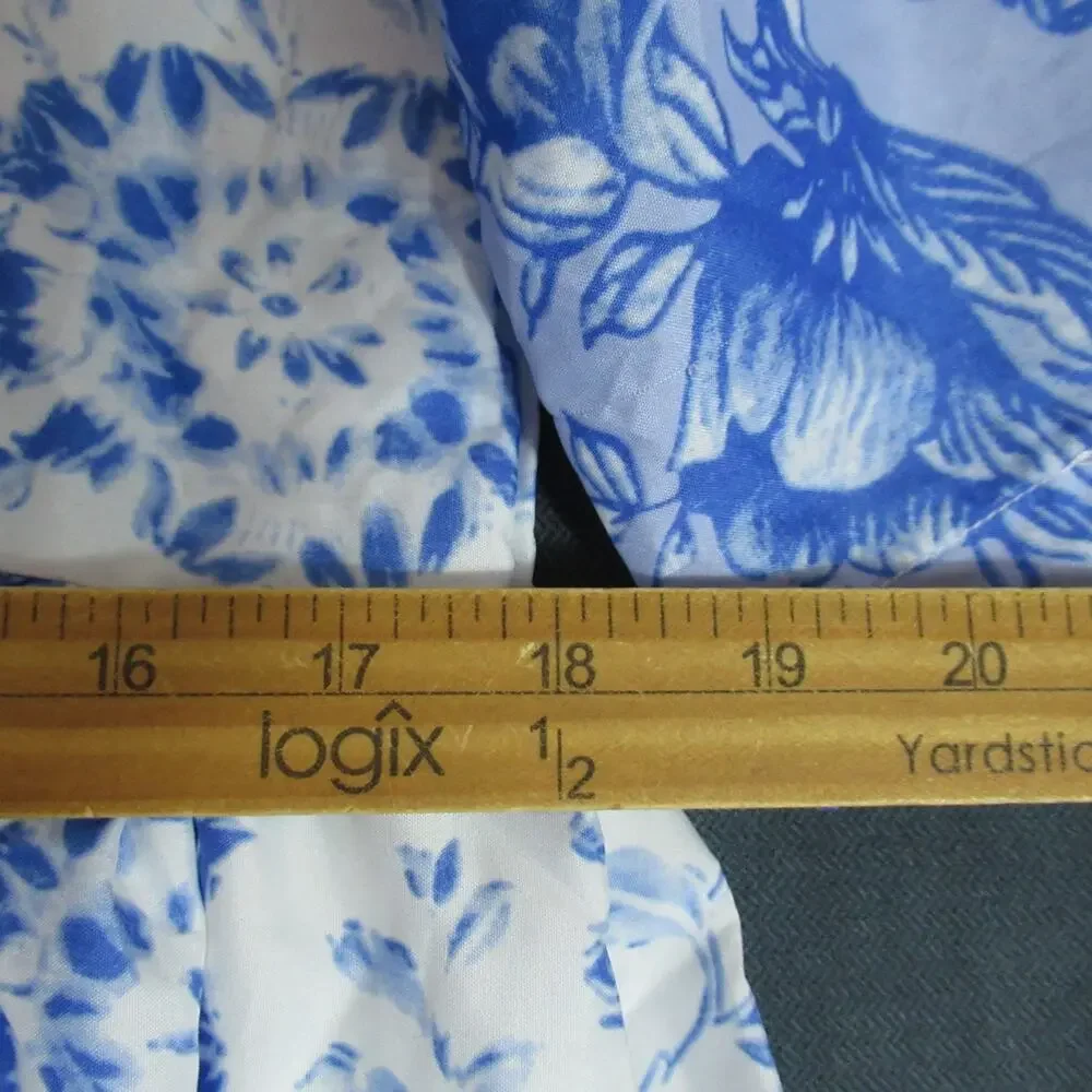 Maldila Dress Womens Size M White Blue Floral Maxi Boho Beach Resort Coastal NWT